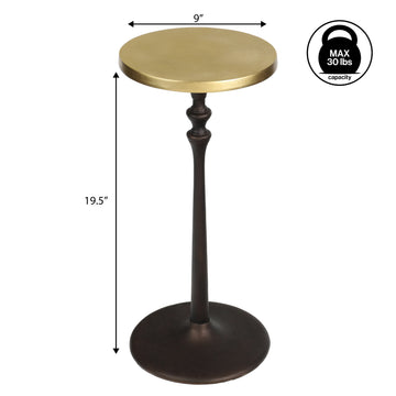 Lulu 19.5" Art Deco Classic Pedestal Round Metal Drink Table and Decorative End Table